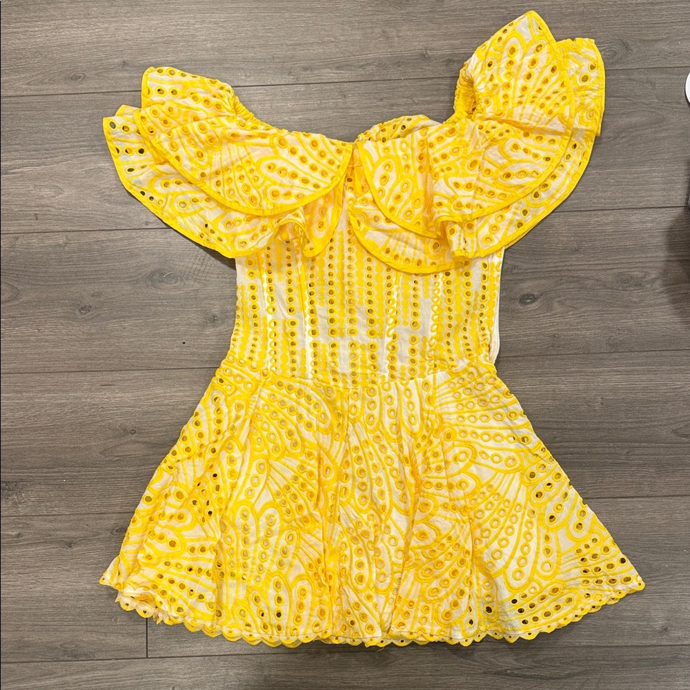 Yellow Eyelet Ruffle Dress
